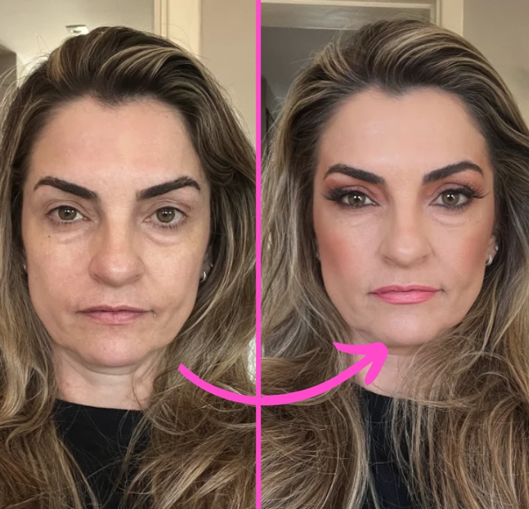 Antes e depois - mulher morena