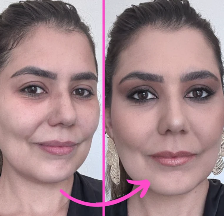 Antes e depois - mulher castanha