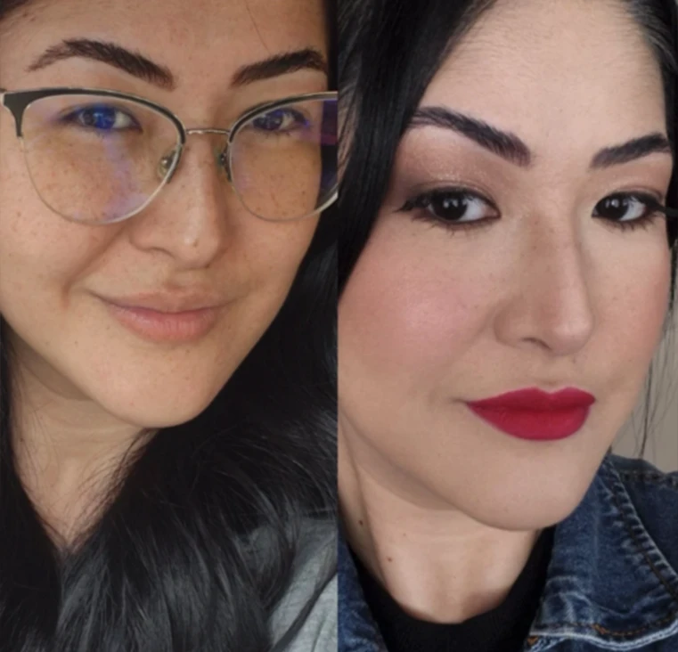 Antes e depois - mulher cabelos grisalhos
